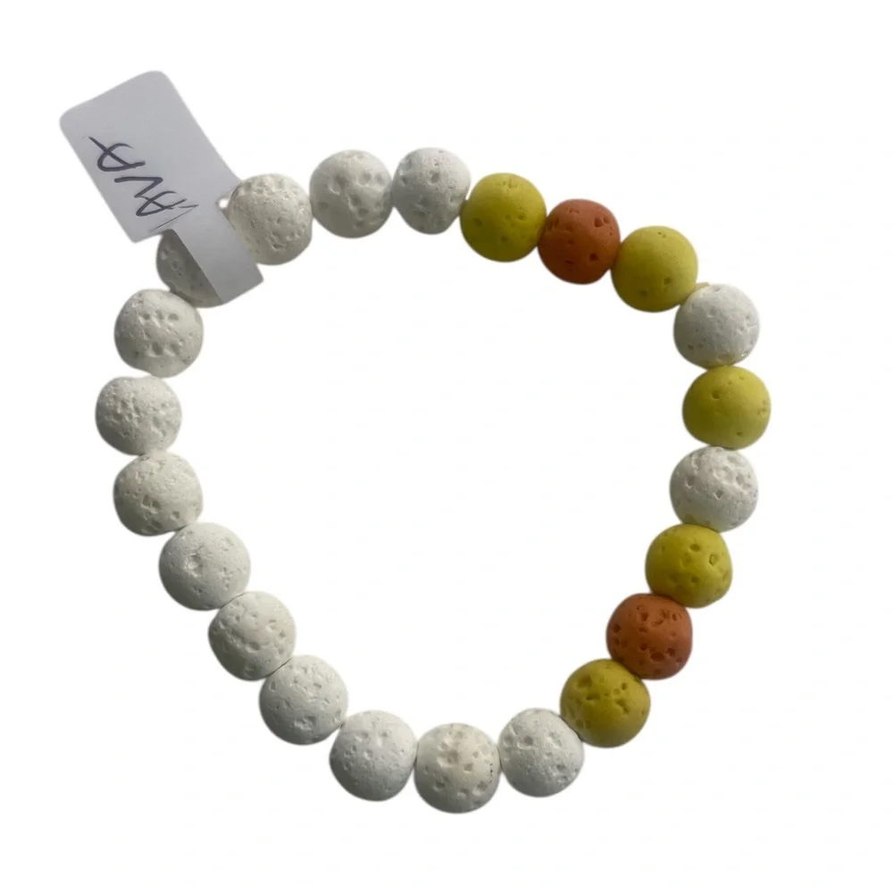 Lava gemstone bracelet,Available in Orange,Green,White,Navy blue multi colored - Picture 3 of 6